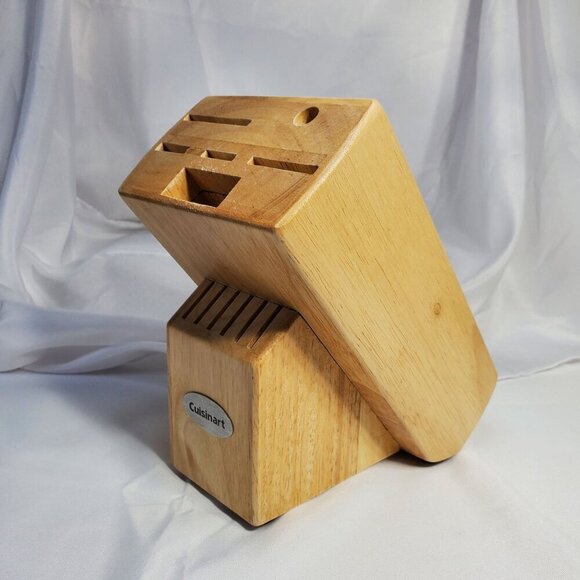 Cuisinart Natural Wood Knife Block 12-Slot Design Brushed Metal Logo BLOCK ONLY - Picture 4 of 10